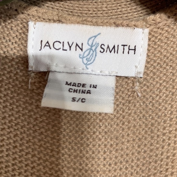 Jaclyn Smith Open Knit Khaki Cargo Cardigan small tan women’s top - Picture 4 of 7